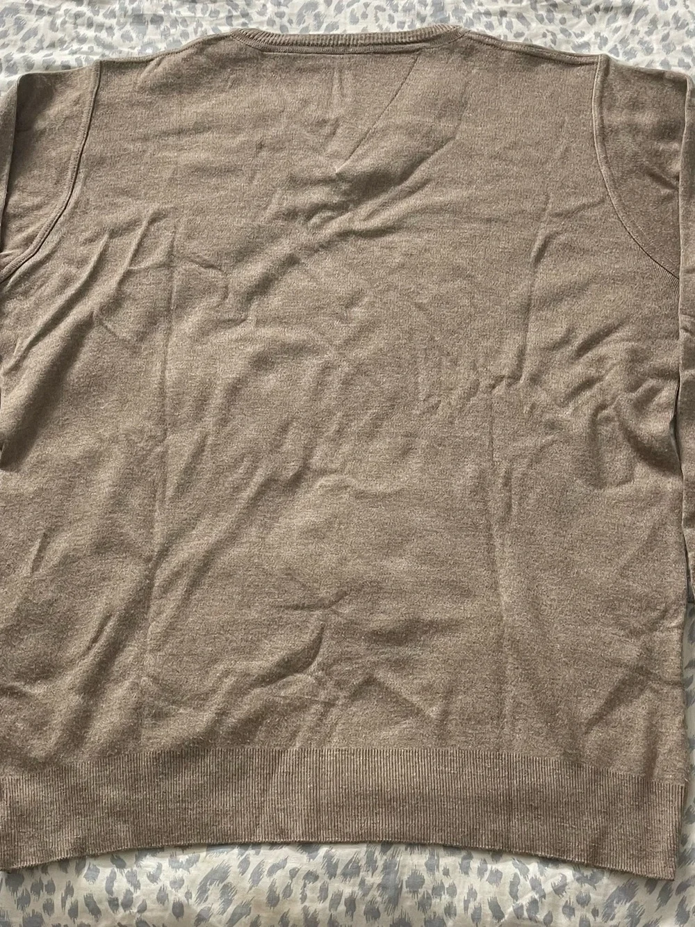 Polo by Ralph Lauren Men’s V-Neck Sweater — Khaki with Navy Logo